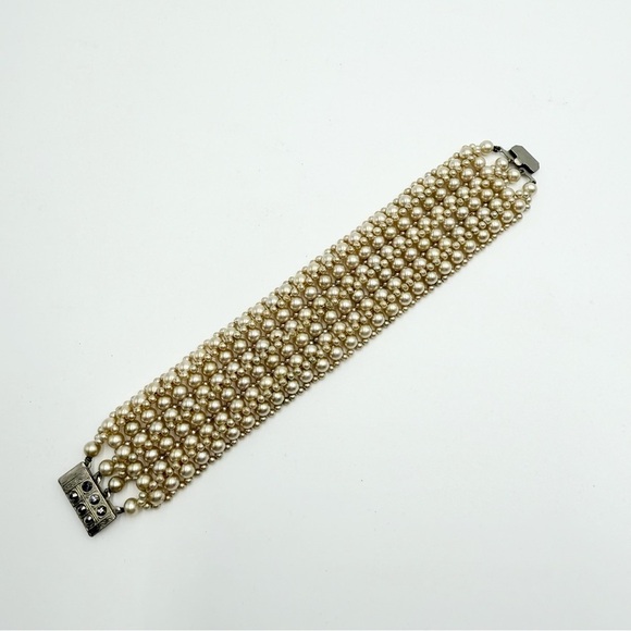 Vintage Faux Pearls Six-Vintage Faux Pearls Six-Strand Pearl Bracel - Picture 3 of 11
